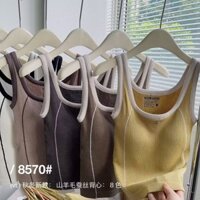 Áo ba lỗ tôn dáng giữ nhiệt mặc trong áo lót giữ ấm cho nữ có đệm ngực phối bên trong vòng lông giữ ấm thu đông không đường may Cashmere tôn dáng gầy