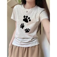 Áo baby tee Áo ôm body Áo Thun Nữ Tay Ngắn Ôm dáng in họa tiết