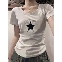 Áo baby tee Áo ôm body Áo Thun Nữ Tay Ngắn Ôm dáng in họa tiết