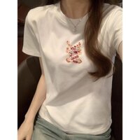 Áo baby tee Áo ôm body Áo Thun Nữ Tay Ngắn Ôm dáng in họa tiết
