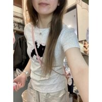 Áo baby tee Áo ôm body Áo Thun Nữ Tay Ngắn Ôm dáng in họa tiết