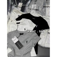 Áo BABY TEE thêu hình cá ngựa, áo thun cotton nguyên chất ôm vừa vặn, đơn giản và đa năng