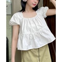 Áo Babydoll, Áo Kiểu Nữ OLARI Cổ Vuông, Thắt Nơ - Sina Top - OL524