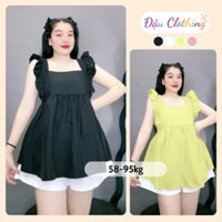 Áo Babydoll Bigsize Cánh Tiên Cổ Vuông Chất Lụa Chéo Mềm Mịn Dễ Thương Cho Nàng Chubby SM32