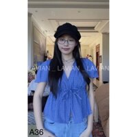 Áo babydoll cổ chữ V kiểu dáng buộc nơ rút eo nhiều họa tiết màu sắc freesize LAVIAN A36