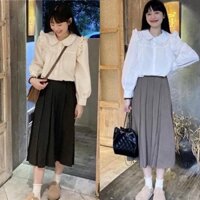 Áo babydoll cổ sen cánh tiên dài tay có 2 màu