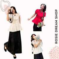 Áo babydoll cổ sen xếp ly tay buộc nơ xinh tiểu thư, áo kiểu nữ Hàn Quốc Rosie Dream Shop