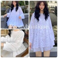 Áo Babydoll Hoa Nhí Tay Bồng Dài PEONYB Nữ [FREESHIP] 🌸 Sơ mi form rộng giấu quần màu trắng bánh bèo tiểu thư Ulzzang