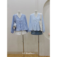 ÁO BABYDOLL KẺ SỌC TAY PHỒNG