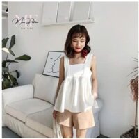Áo babydoll nữ 2 dây MIXER bản to áo kiểu nữ mặc ở nhà buộc nơ sau chất đũi lụa
