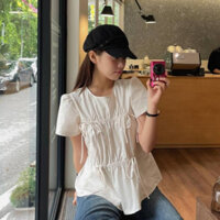 Áo Babydoll Nữ Kiểu Xinh Rút Dây Buộc Nơ Mùa Hè SS2025 Kimee KA520