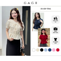 Áo Babydoll Nữ Thân Dập Tầng Phối Nơ Thời Trang Nữ Phong Cách Hàn Quốc Vải Si Cotton GAGO GA4866