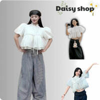 áo babydoll phồng dáng xòe, áo kiểu nữ hàn quốc cổ trụ cực xinh tôn dáng