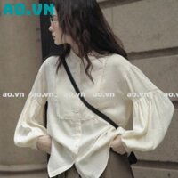 áo babydoll tay bồng tiểu thư hàng QCCC , áo sơ mi cổ vuông thêu ao.vn