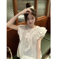 Áo babydoll tay cánh tiên 2 tầng màu trắng phong cách Hàn Quốc phù hợp đi học đi làm đi chơi