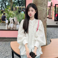 Áo babydoll tay dài áo sơ mi tay dài trắng nữ