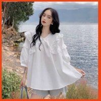 áo babydoll tiểu thư viền bèo , áo sơ mi nữ kiểu A556 KACA hihishophaha
