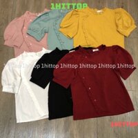 Áo babydoll viền bèo cúc chéo ngắn tay 1hittop
