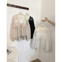 Áo babydoll voan chấm bi kèm quây The.sweaterweather TSW