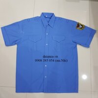 Áo bảo vệ tay ngắn màu xanh nước biển vải for - hình thật - hàng sẵn