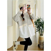 Áo Bầu Công Sở Dáng Baby Doll Dài Tay Thời Trang Thiết Kế Chất Len Phối Vải Lụa Mềm Xinh Xắn Dễ Thương VM