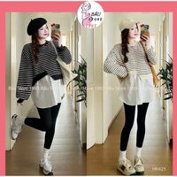 Áo Bầu Công Sở Dáng Baby Doll Dài Tay Thời Trang Thiết Kế Chất Len Phối Vải Lụa Mềm Xinh Xắn Dễ Thương HN427 BẦU STORE