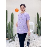 Áo bầu hoa to dáng suông cổ tròn nữ tính-3133