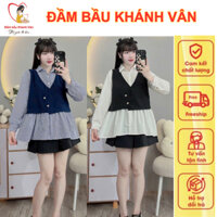 Áo bầu sơ mi dài tay dang babydoll phong cách Hàn Quốc, áo bầu babydoll áo bầu xinh mẹ bầu mặc thoải mái VM70