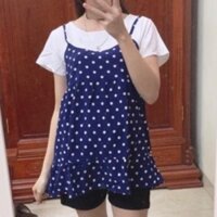 Áo bầu xinh chấm bi xanh than