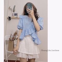 Áo bbd bèo gấu chéo cộc tay