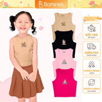 Áo bé gái croptop sát nách Labubu Capybara Kuromi Bomines, Áo hở bụng dáng ôm body cho bé 10-36kg ASNNHIEUHINH