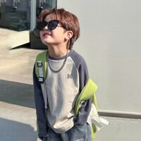 Áo bé trai Áo thun dài tay bé trai Quần áo mùa xuân thu 2023 Phong cách mới Áo sơ mi đáy trẻ em bé trai Big Boys Áo thun mùa đông dạo phố Áo hợp thời trang