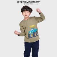 Áo bé trai Bigfox Miss Meow dài tay thu đông vải nỉ size đại trẻ em in ô tô 3-11 tuổi 20kg 40kg