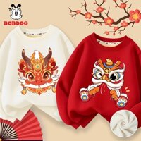 Áo bé trai TẾT 2025, áo dài tay bé trai chất liệu vải nỉ bông ấm áp in hình NĂM MỚI cute mới nhất cho bé