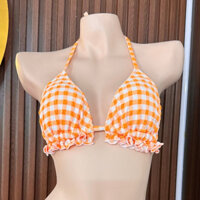 Áo bikini, áo bơi nữ đi biển màu cam caro vải gân xốp nổi kèm đệm mút hãng WILD FABLE xuất khẩu