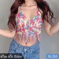 Áo bikini len phối đa màu sắc, phong cách trẻ trung quyến rũ, chất len dày đẹp, phối cùng quần bikini, short jean  BL005 - Đỏ nhạt