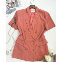 Áo blazer 2hand tay ngắn màu cam phom 6 cúc