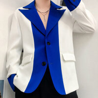 Áo Blazer ,Áo Blazer Nam phối màu tinh  tế,thời thượng,phong cách thời trang,hàng thiết kế cao cấp n44 - L - trắng xanh