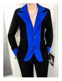 Áo Blazer ,Áo Blazer Nam phối màu tinh  tế,thời thượng,phong cách thời trang,hàng thiết kế cao cấp n44 - L - den xanh