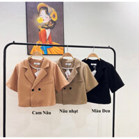 Áo Blazer croptop cộc tay, áo vest nữ.