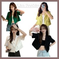 Áo blazer croptop ngắn tay, áo khoác cổ vest dáng lửng nhiều màu