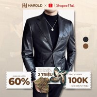 Áo Blazer Da Nam Cao Cấp Harold Đi Tiệc Thời Thượng Chống Nước, Chống Nhăn Không Co Rút, Độ Bền Cao, Form Slimfit
