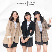 Áo blazer dài tay 2 lớp, áo vest nữ dài tay Hàn Quốc from_girls - AK06