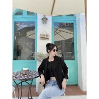 Áo Blazer dáng lửng dài tay màu Đen Đ002