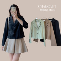 Áo Blazer dáng ngắn phong cách Vintage A8466 Áo Vest dài tay dáng lửng cao cấp thời trang công sở thanh lịch siêu đẹp
