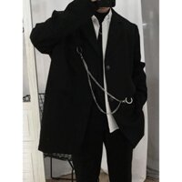 Áo Blazer Đen Khoác Vest Nam Nữ T-A-N Phong Cách Hàn AV018 Tặng Phụ Kiện+ghim băng unisex ulzzang siêu chất màu đen.