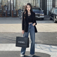 Áo blazer hai lớp dài tay cho nữ form cứng cáp thiết kế nắp túi 4 cúc 3M phong cách trẻ trung Hàn Quốc