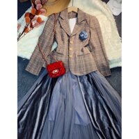 Áo blazer kẻ phong cách nữ sinh Hàn Quốc