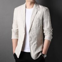 Áo blazer linen nam form suông dài, Áo vest blazer nam công sở ARCTICHUNTER AH06 - Kem - XL