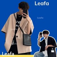 Áo blazer nam nữ form rộng tay lỡ hè thu 2 màu be đen  phong cách Hàn Quốc BZ05 Leafa